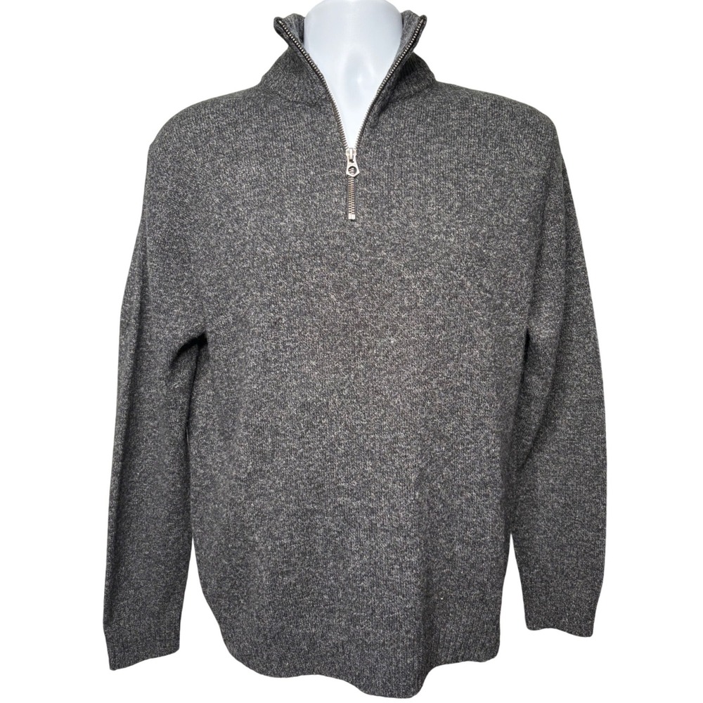 J. CREW Mens Gray Quarter Zip Pullover M Rugged Merino Wool Classic Outdoors‎